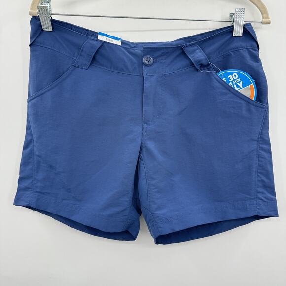 Columbia PFG Omni-Wick Women's 5" Nylon Shorts Size S Blue UPF 30+ Fishing New - Picture 1 of 11